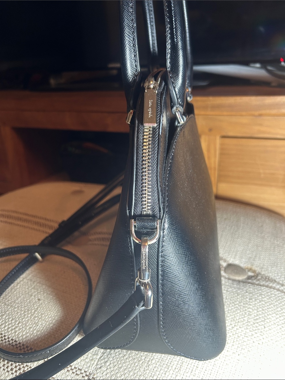 Kate Spade Black Structured Dome Satchel with Removable Strap, Like New - Picture 5 of 8